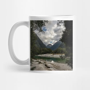 River with a View on a Mountain Framed by Trees Mug